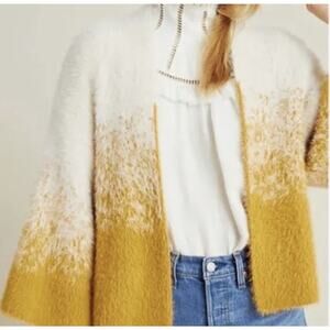 Anthropologie Akemi + Kin One Size Senna Eyelash Fuzzy Cardigan Sweater Yellow